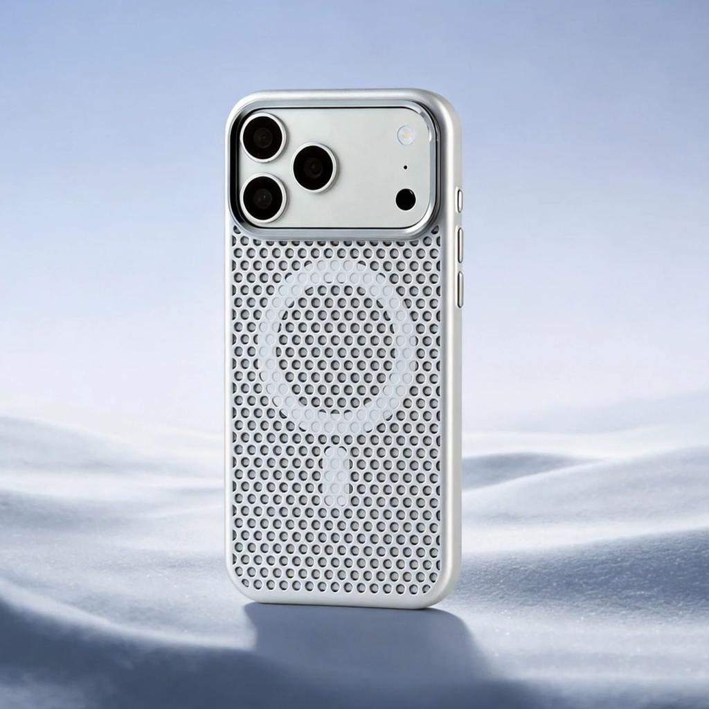 Honeycomb Grid Breathable For Magsafe Case For iPhone 17 Air 16 15 14 13 12 Pro Max Plus Alloy Lens Magnetic Hard PC Back Cover