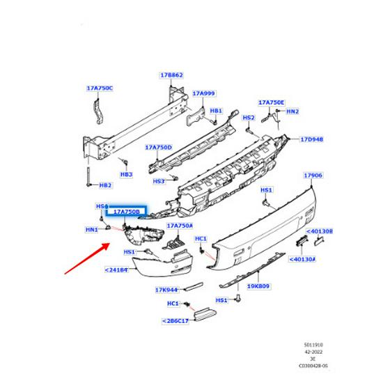 LR129801/LR129799 Kryt zadního blatníku pro Land Rover Defender 2020