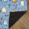 VIKAMA Cartoon Cute Cat Carpet Blue Large Area Rugs Easy To Clean Doormat Rug For Bedroom Carpet For Live Room Home Decor