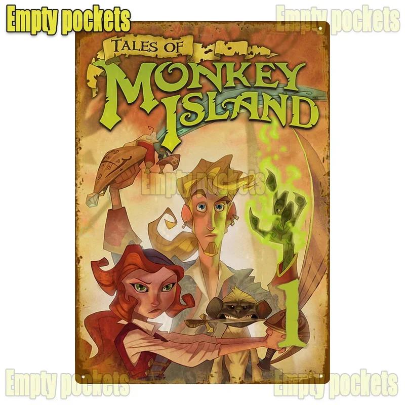 Klasická hra The Secret Of Monkey Island Kovové cedule Dekorace do garáže Domácí kino Design kuchyně Plechový znak Plakáty dárek pro děti