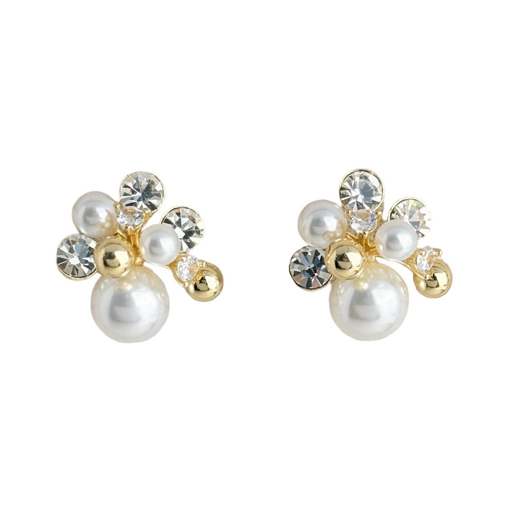 Light luxury high-end sense exquisite pearl temperament stud earrings zircon niche design sense versatile earrings fashion gentle earrings