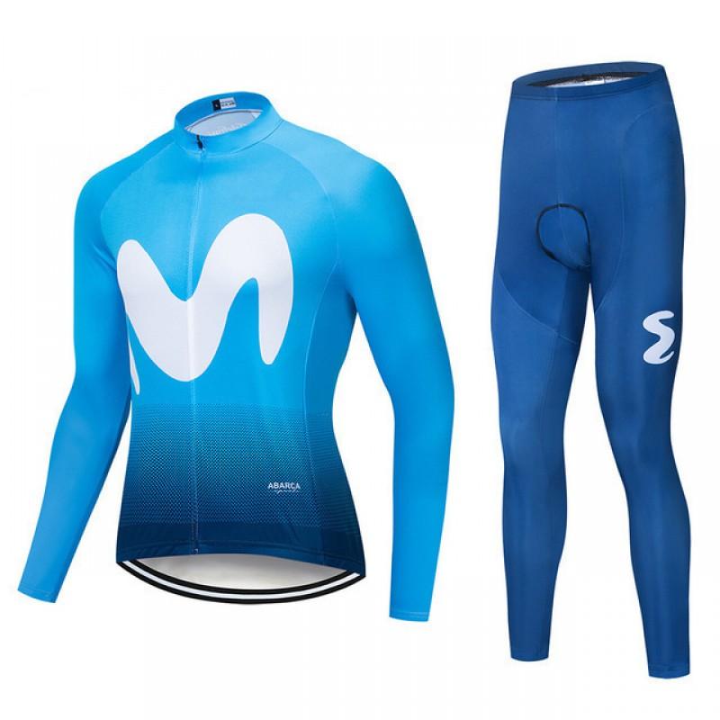 Men Women Cycling Long Sleeve Jersey Bib Shorts Set Winter Thermal Riding Outfit Mountain Bike Road