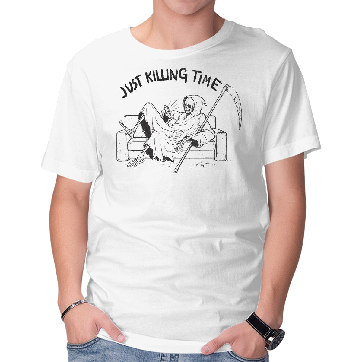 Unisex Crew Neck T-Shirt Just Killing Time Graphic Short Sleeve Casual Tee XL