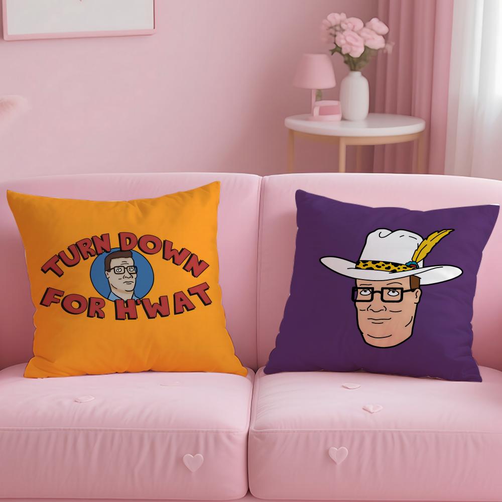 Classic Cartoon King of The Hill Cushion Cover Soft  EasyWash Pillow Case  Versatile for Couch Bed Travel and Office