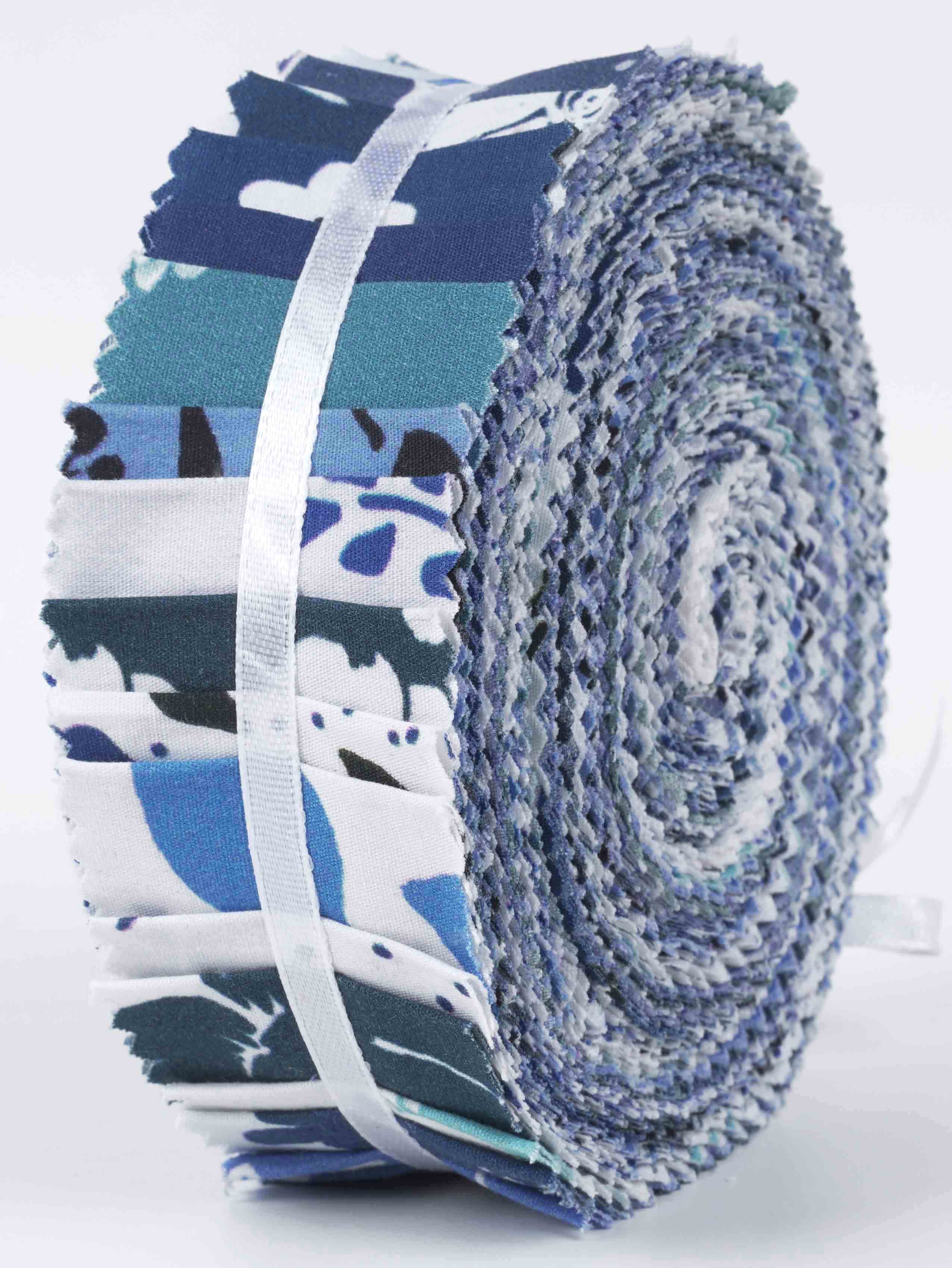 

Soimoi, 40 шт. бавовняної тканини з квітковим художнім принтом для стьобання, 2,5x42 дюйма, желейний рулон - 1.5x42inches синій