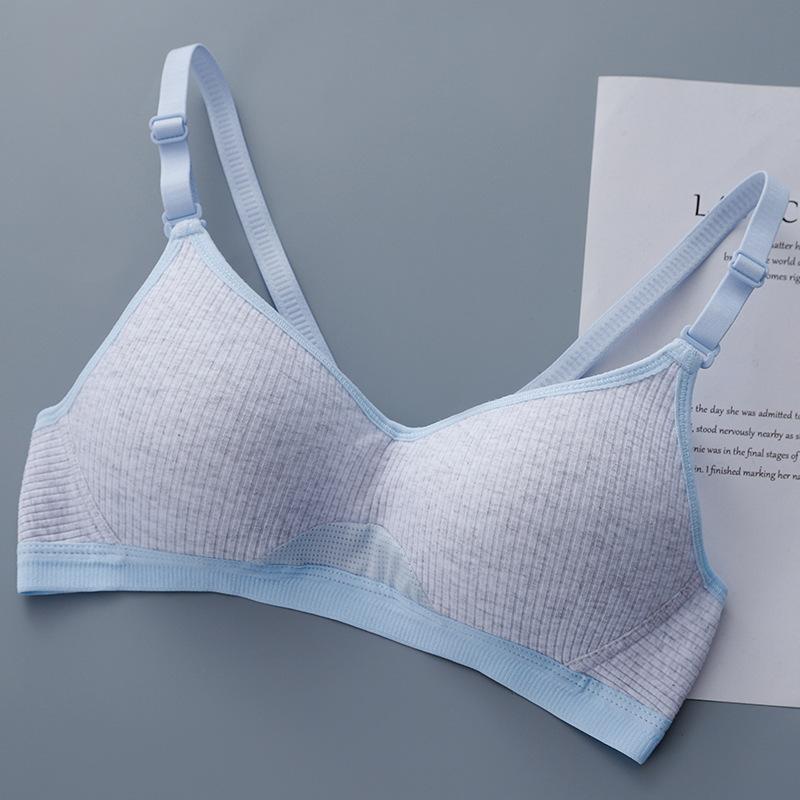 Contrasting colors Less stripes Student no steel ring Cotton bra Breathable thin cup Bra Breathable and comfortable