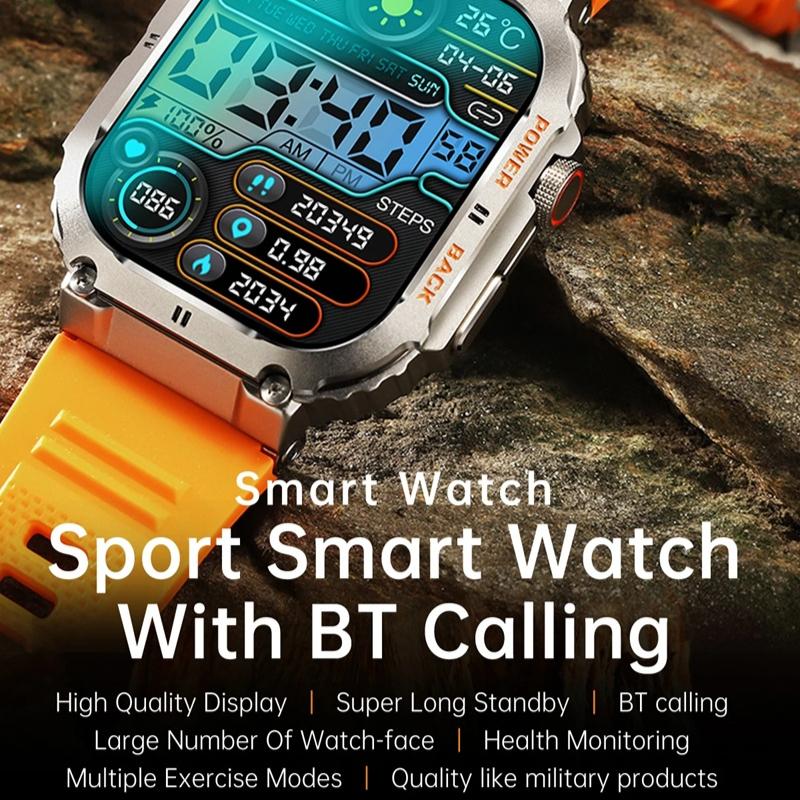 2025 Νέο 1.96" Bluetooth Κλήση Έξυπνο Ρολόι Ανδρικό 400mAh Αδιάβροχο Αθλητικό Fitness Tracker Μόνιτορ Υγείας Έξυπνο Ρολόι για Τηλέφωνο Android IOS