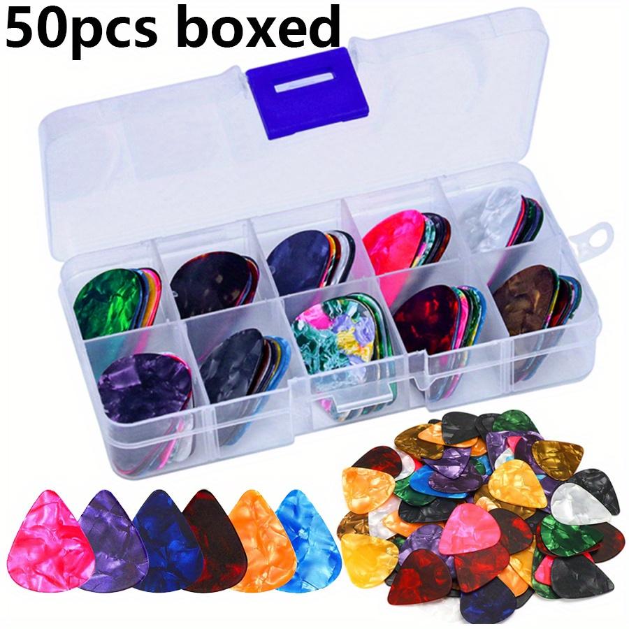 30/50pcs Boxed 0.46mm Guitar Picks ABS Plastic Assorted Colors Designs for Guitar Ukulele Bass Acoustic/Electric Guitar JXB