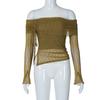 GMXIA Damen Herbst Pure Sexy Spice Girl Trägerloser Ausschnitt Langarm Pullover Top