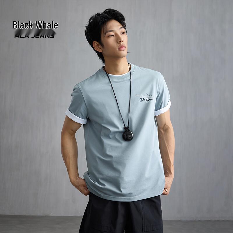 HLA Black Whale Men s Gradient Print T-Shirt M