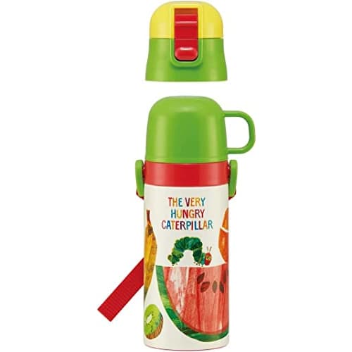 Skater 2WAY Straw with Cup Stainless Steel Kids Water Bottle 350ml The Very Hungry Caterpillar SKCP3-A