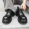 Sapatos Casuais Masculinos de Couro com Solado Grosso Aumento Tênis Masculino Moda Homem Sapatos Oxfords Calçados Formais