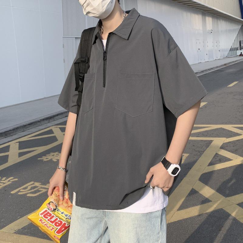 Pánská módní volná pracovní košile s krátkým rukávem 