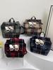 Women's Retro Plaid Backpack: Korean Style Kitten Commuter Handbag for Autumn & Winter