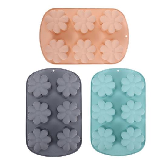 6-Cavity Flower Silicone Mold Non-stick Food Grade Easy Release DIY Candy Pudding Chocolate Fondant Cookies Jelly Baking Mold