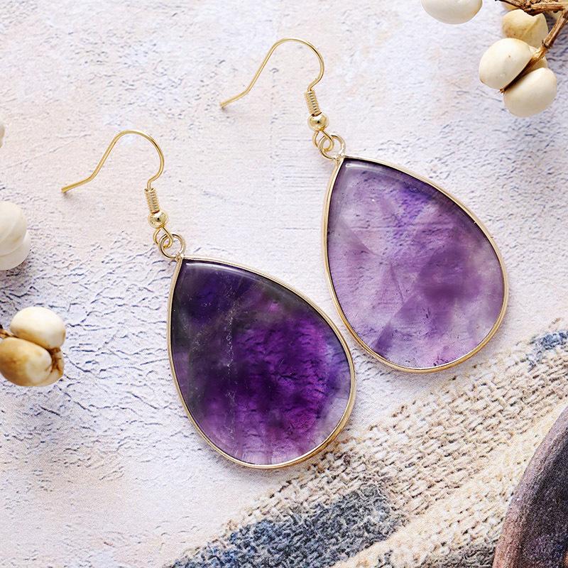 

Bohemian Simple Water Drop Crystal Pendant Earrings Earrings Fashion Jewelry аметист
