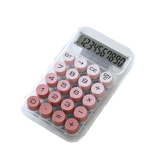 Round Mechanical Keyboard Calculator with Gradient Colors 10-Digit Large Display Cute Dopamine Style Desktop Tool for Students Office Novelty Gift