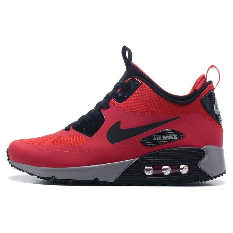 Nike Air Max 90 Mid Winter Gym Red Pánské tenisky Černá-Vlčí šedá 806808-600