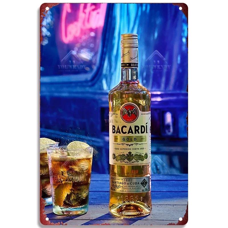 Retro Bacardi Metal Sign, Tin Sign, Rum Brand Plaque, Vintage Plates, Wall Decor, Poster, Bar, Man Cave, Shabby Chic Decorati