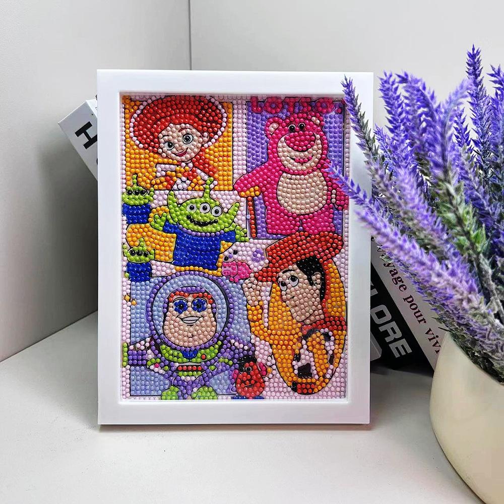 Cartoon Diamond Painting Children's Handmade Diy Diamond Stickers Bedroom Living Room Decorative Painting Masonry Painting with Photo Frame.