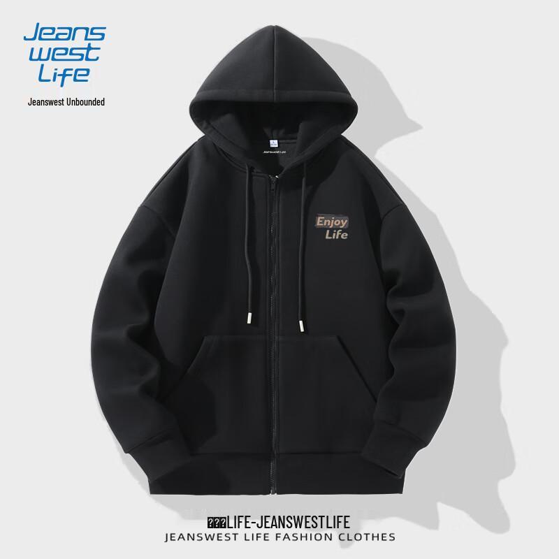 

JEANSWEST LIFE Men s Letter Print Zip-Up Hoodie XL