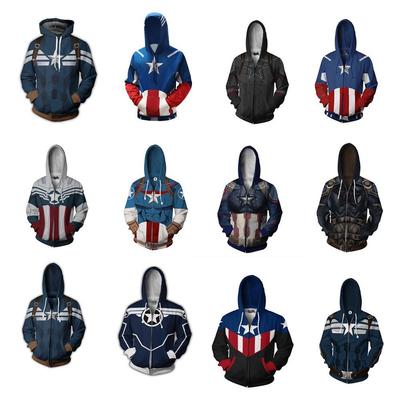 Autumn Men's Captain America Zipper Hoodie Sweatshirt