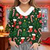 Girls' V-Neck Christmas Print Long Sleeve Thermal Shirt for Winter Base Layer