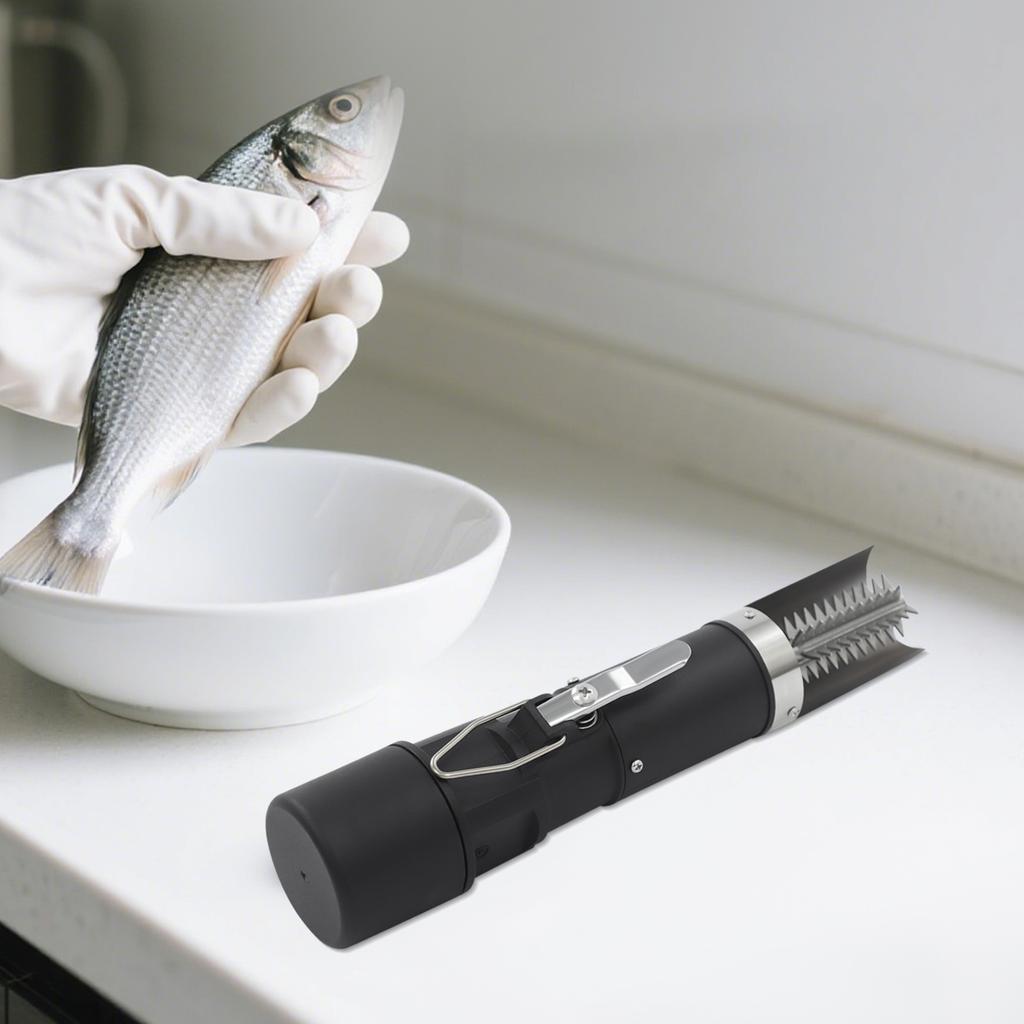Electric Stainless Steel Fish Scaler,Black Electric Fish Scaler with Rechargeable Battery for Fish Markets,Seafood Restaurants