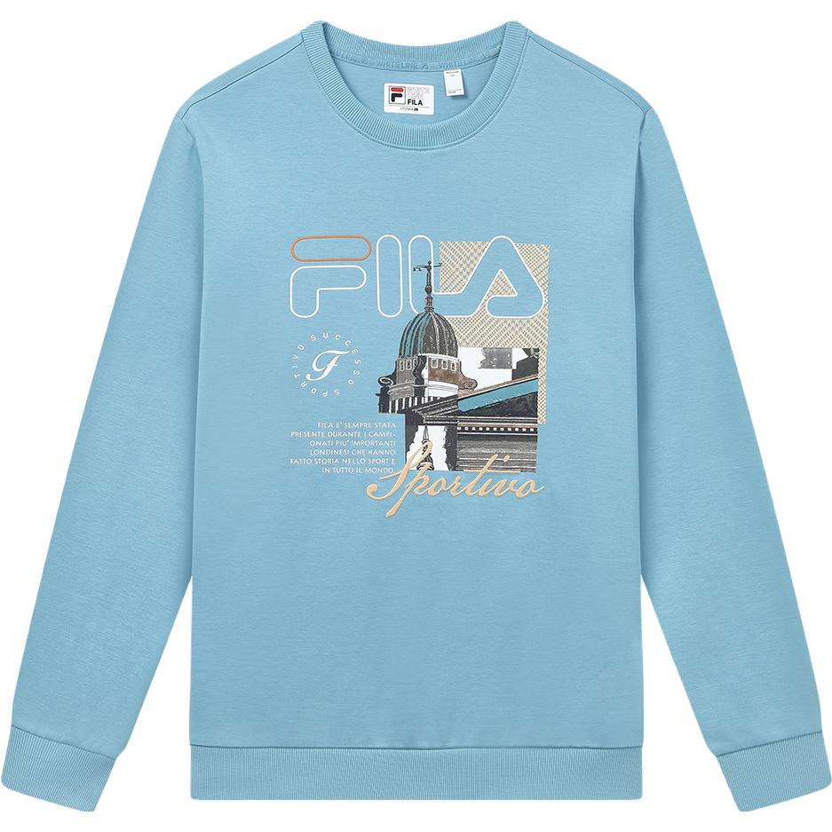 Fila Solid Color Printed Fashion Casual Knit Set Sweatshirt Unisex Sweatshirt Light-Blue F11M338202FBU