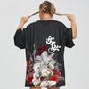 Chinese Trendy T-shirts Summer Oversized O-neck Short Sleeve Casual Pullover Ladies Anime Sexy Girl Print Tees Hip Hop Men Shirt