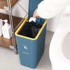Luxurious Press-Lid Large Capacity Plastic Trash Can for Home, Kitchen, Bathroom, and Living Room