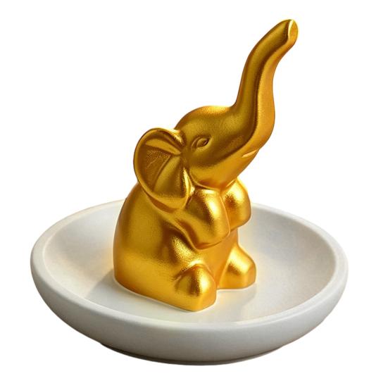 Jewelry Storage Tray, with Upturned Nose Elephant Design, Waterproof Compact Organizer for Rings Earrings Bracelets