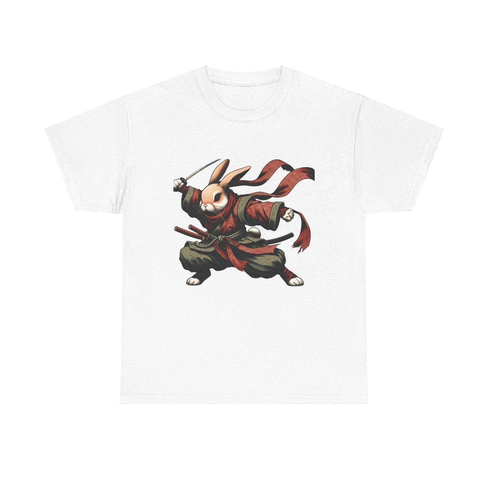 Unisex Adult T Shirt Ninja Bunny Art Ukiyo-e Inspired Warrior Rabbit Streetwear S