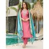 Women's Viscose Silk Embroidered Straight Kurta with Pant And Dupatta Sets