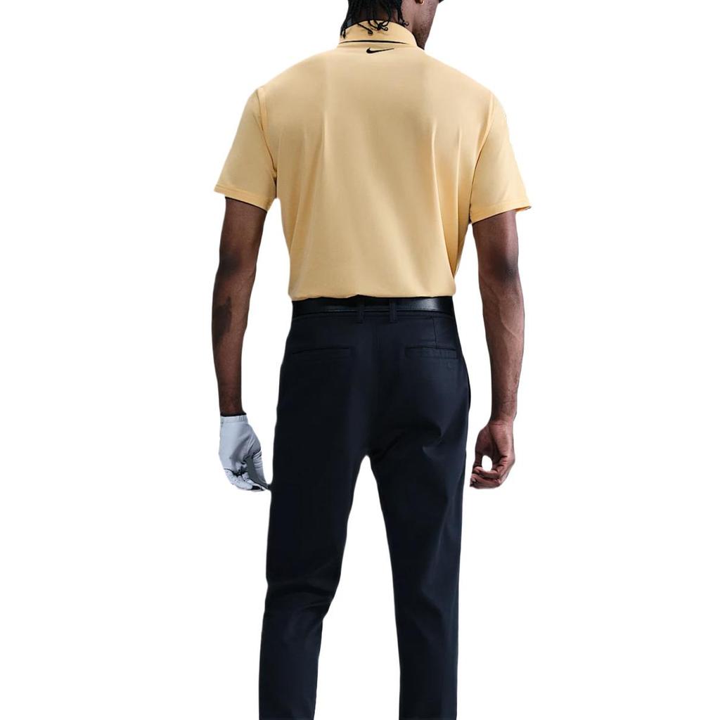 Nike Dri-Fit Swoosh SS25 Tour Series Comfortable Casual Versatile Short Sleeve Golf Shirt Men tops Yellow-Gold Black FZ7497-795