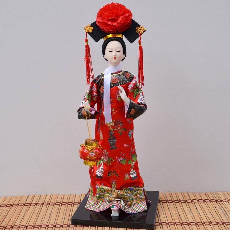 Q-Version Qing Dynasty Princess Silk Doll, Forbidden City Manchu Palace Figurine, Chinese Cultural Souvenir & Decor
