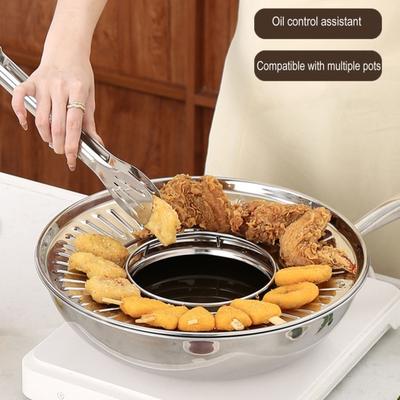 Edelstahl Ölauffang-Abtropfgestell für Fritteusen Speisereste-Filter Abtropfkorb Multifunktionales Küchenwerkzeug für Spieße Fleisch Öl-Abtropfschale