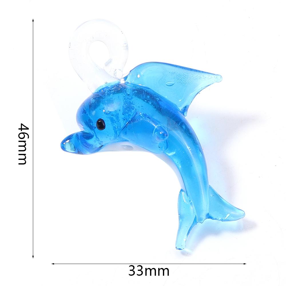 Animal Lampwork Beads Cartoon Dolphin Frog Shrimp Fish Glass Sea Animals Charms For DIY Jewelry Making Bracelet Pendant Keychain