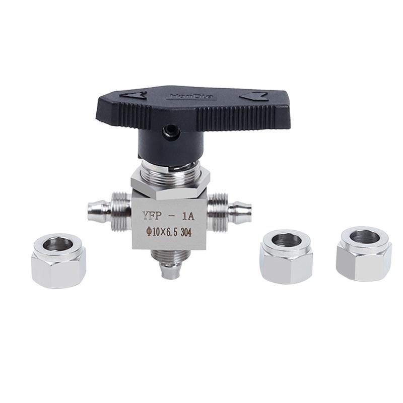 304 Stainless Steel Quick Turn 3-Way Ball Valve with Panel Mount Locking Nut for Hose PU Air Tube.