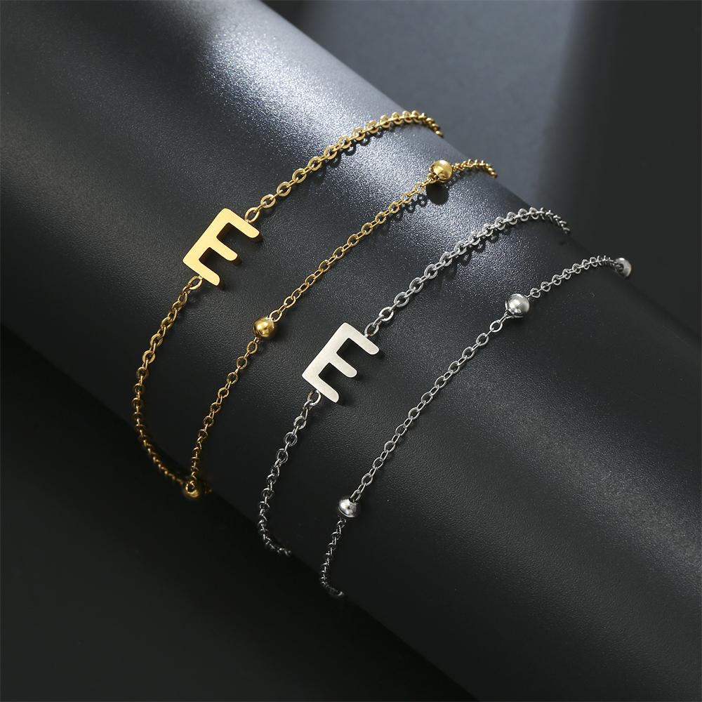 Cazador Stainless Steel Initial Letter Double Chains Bracelet for Women A-Z Alphabet Jewelry 2026 Bracelet On Hand Birthday Gift