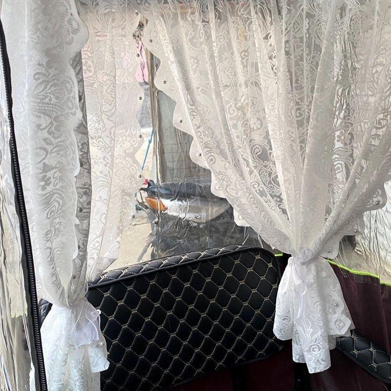 Electric Tricycle Princess-Style Sunshade Gauze Curtains with Velcro 145cm x 90cm (1 piece) + Bow Tie