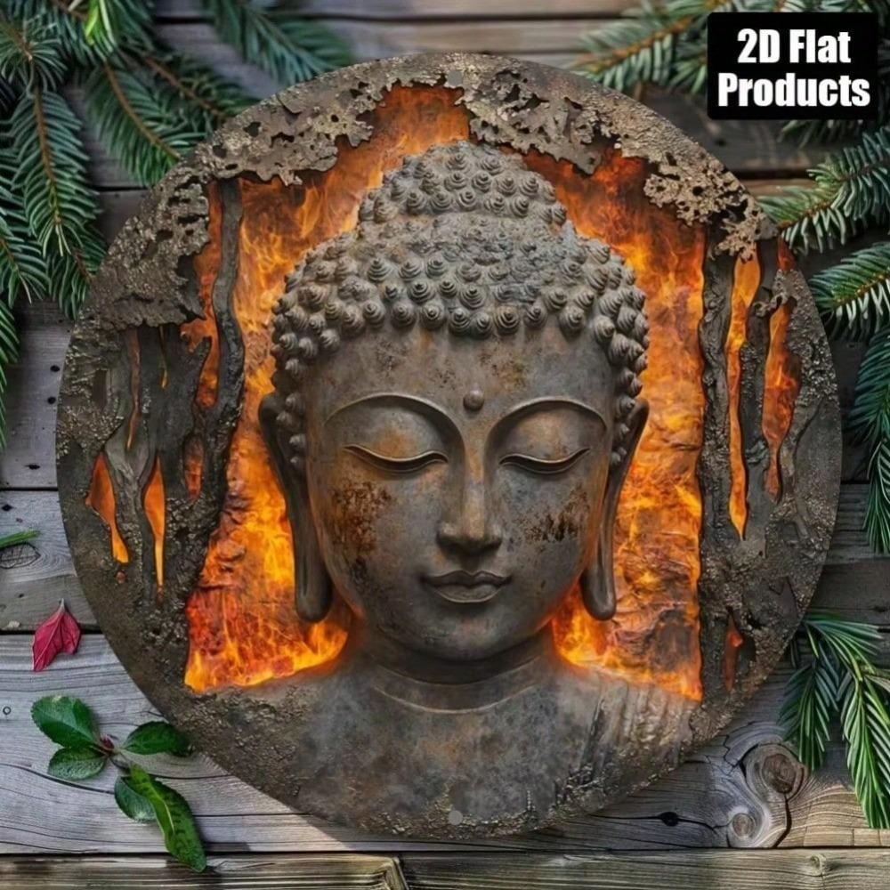 Buddha Head Metal Wall Art Zen Home Decor Tin Sign for Bar Kitchen Yoga Room