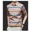 Kurzärmiges Herren-Poloshirt Sommer Neu Business Casual Gestreift Dünnes Eis-Seiden-T-Shirt Basic-Shirt