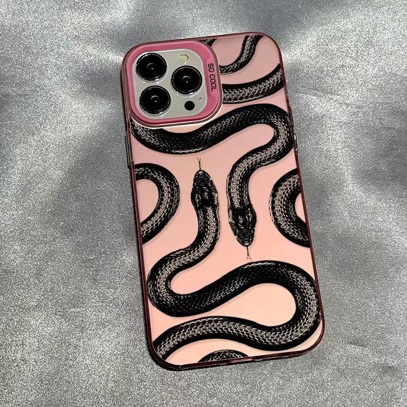 Pouzdro na telefon s motivem hada Černá mamba pro Apple iPhone 12 Pro Max/13/14/15/16/17, Barva: Stříbrná, Niche Design