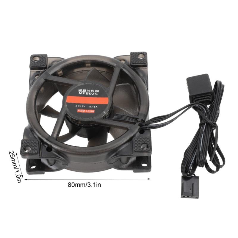 80mm PWM 5V ARGB Case Fan MFDB Hydraulic Bearing PWM Intelligent Temperature Control 800-2500RPM 7 Blades PC Case Fan