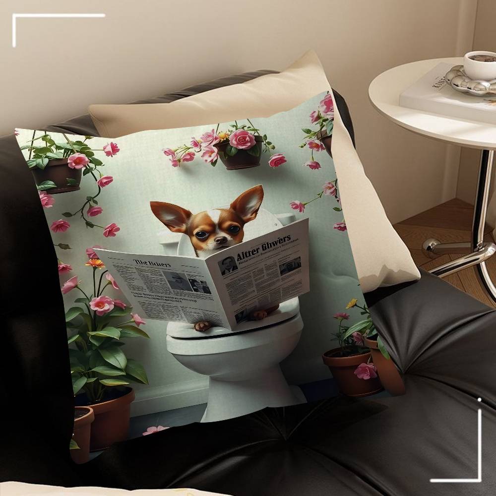 Creative Animal Toilet Flower Cushion Cover Pillow Cover Decor Pillowcase Printed Cushion Case For Couch