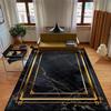 Marble Style Black Non-slip Living Room Rugs Golden Border Luxury Soft Bedroom Decor Rug Easy Clean Entrance Door Mat Washable