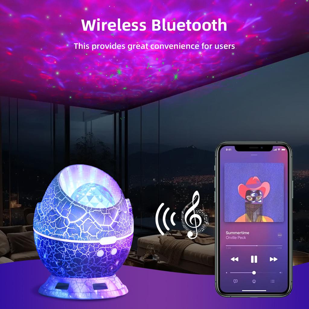 Projector Aurora Dinosaur Egg Galaxy Star Space LED Night Light for Bluetooth Remote Control Timer for Bedroom Living Room Decor