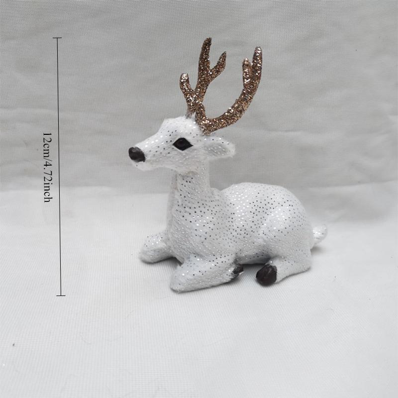 3pc/set Simulation Small Deer Christmas Deer Ornament Xmas Elk Reindeer Figurines Table Model New Year Gift Christmas Decoration