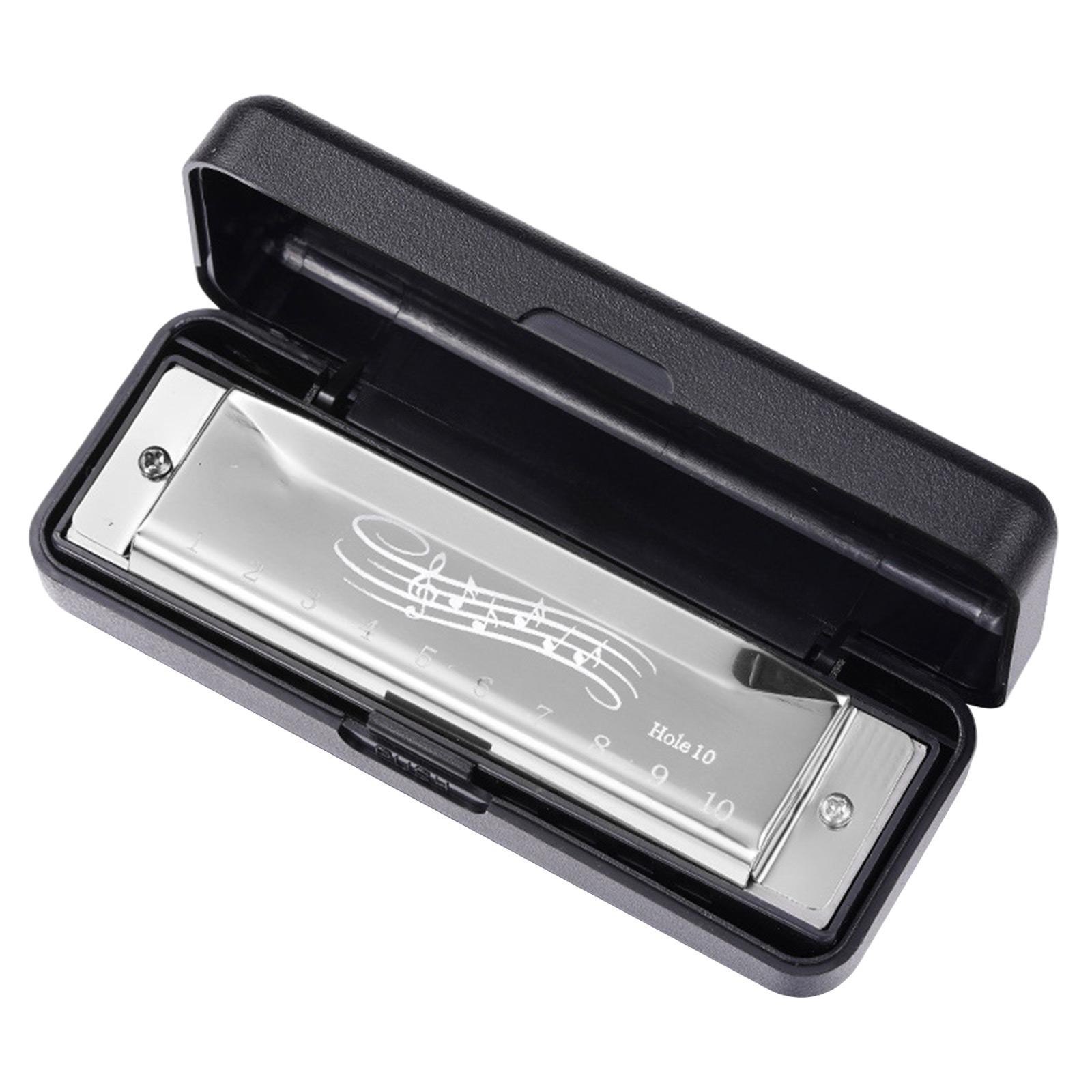 Blues-Harmonica in C Key 10 Holes Blues-Jazz Diatonic Harmonica 20 Tones Mouth Organ Harmonica For Adult, Kid, Beginner серебряный